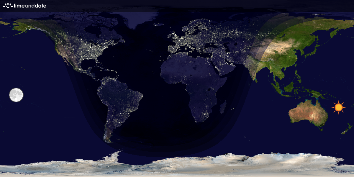 Verdenskart som viser dag og natt 
