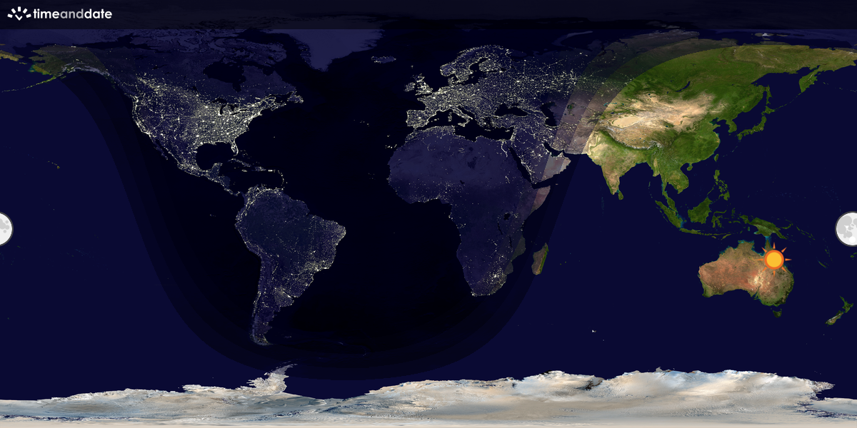 Verdenskart som viser dag og natt 