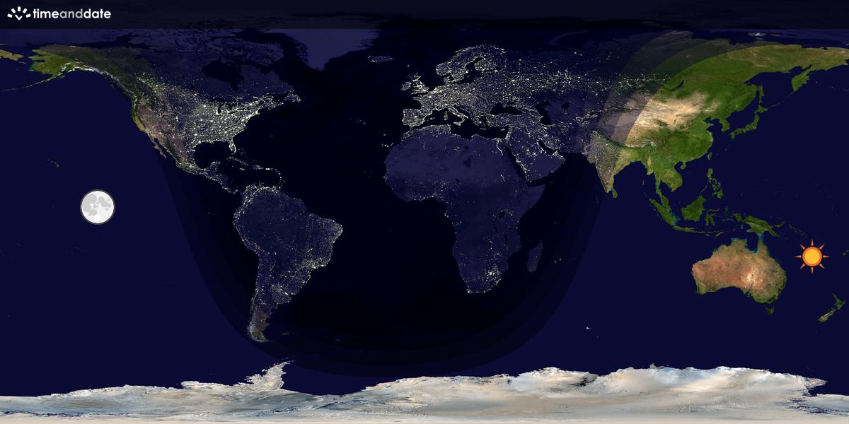 Verdenskart som viser dag og natt 