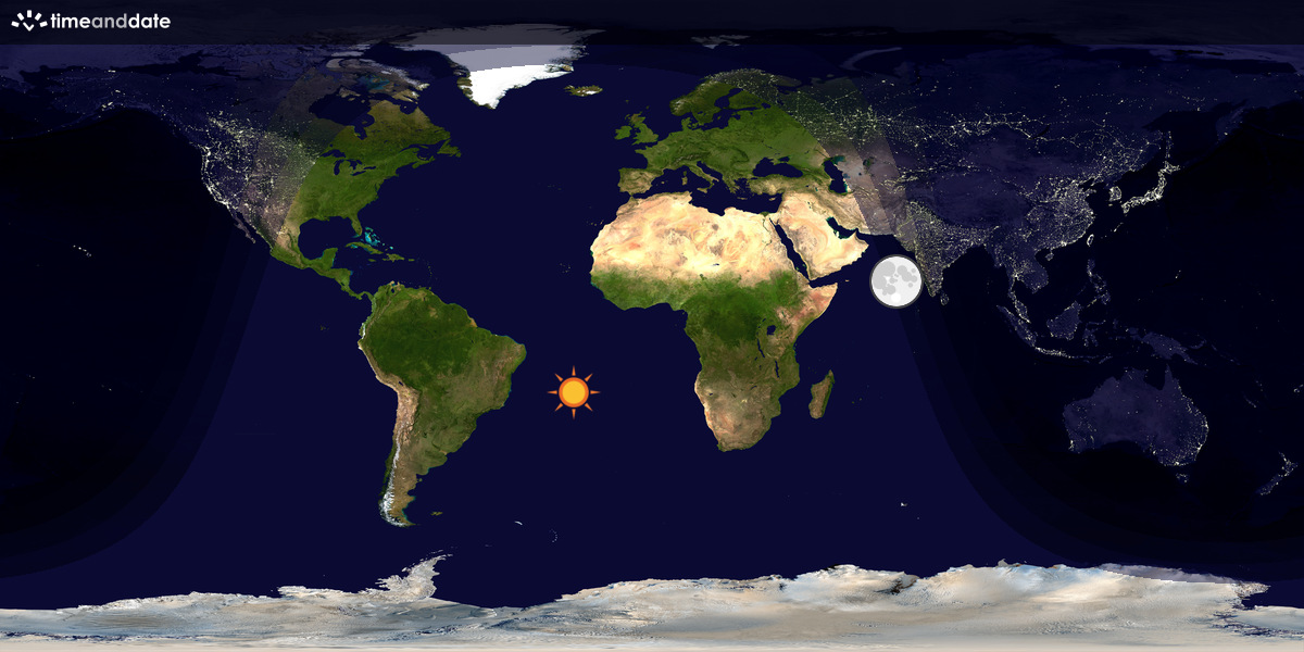 Verdenskart som viser dag og natt 