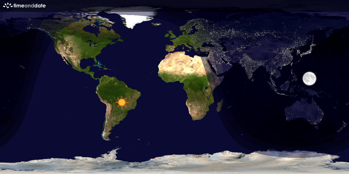 Verdenskart som viser dag og natt 