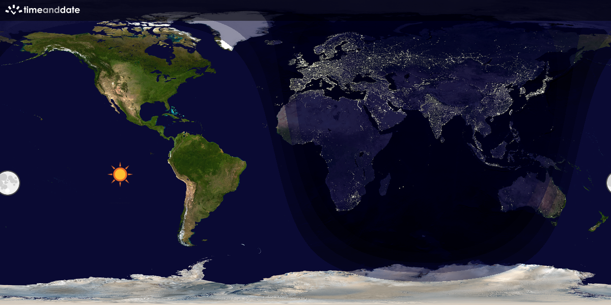 Verdenskart som viser dag og natt 