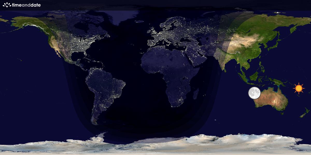 Verdenskart som viser dag og natt 