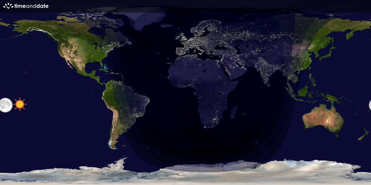 Verdenskart som viser dag og natt 