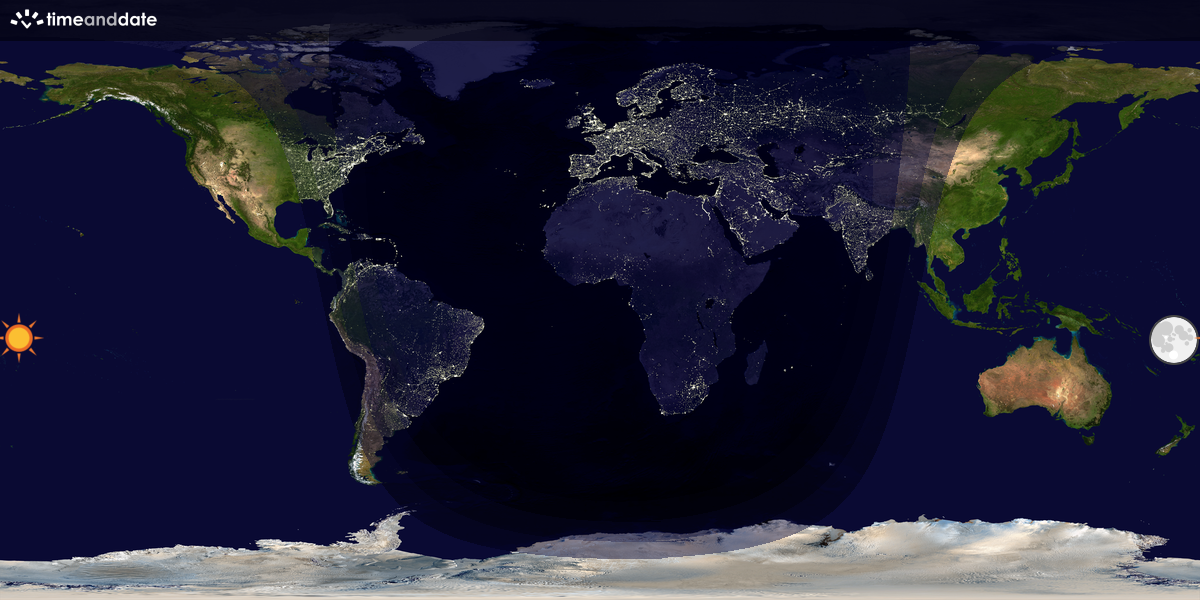 Verdenskart som viser dag og natt 