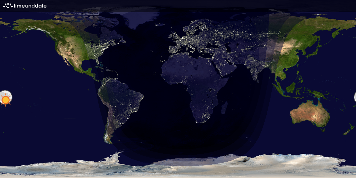 Verdenskart som viser dag og natt 