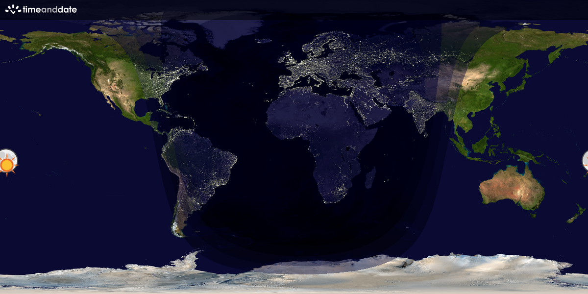Verdenskart som viser dag og natt 