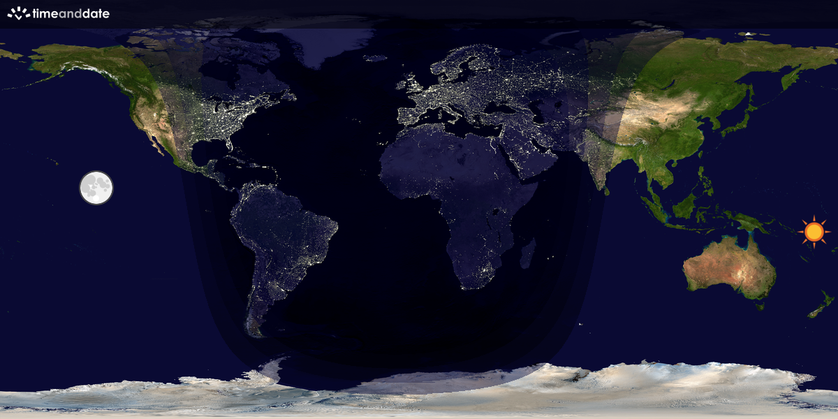 Verdenskart som viser dag og natt 