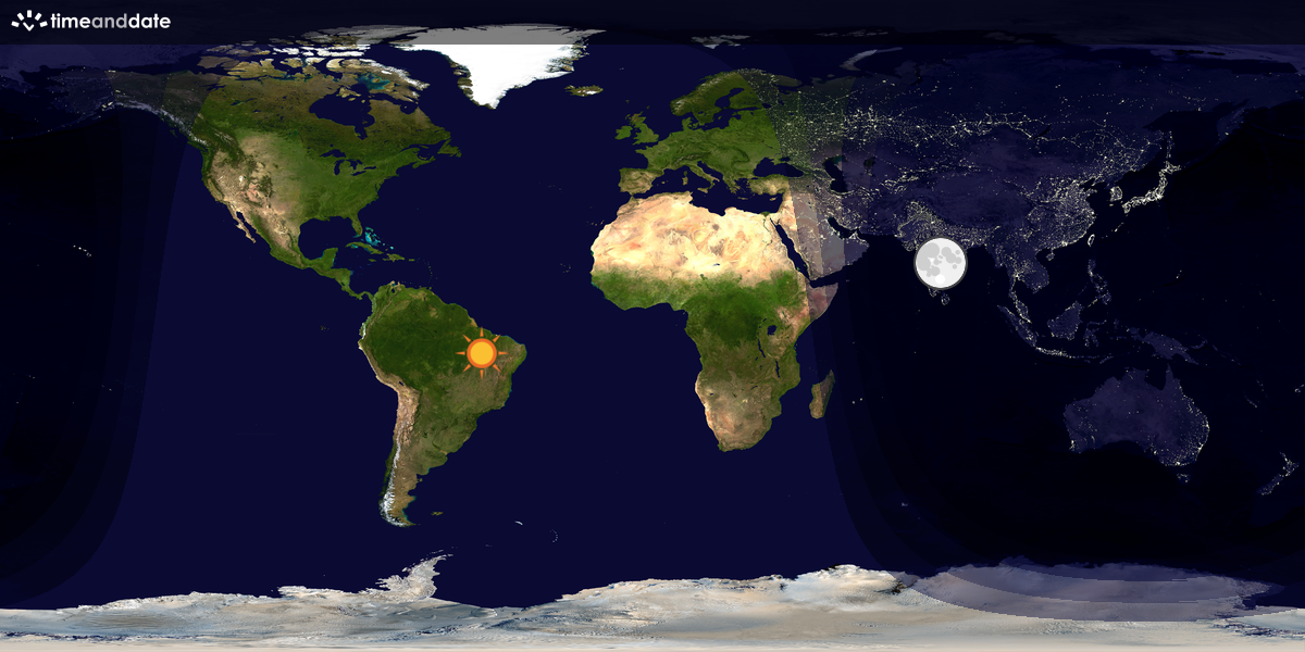Verdenskart som viser dag og natt 