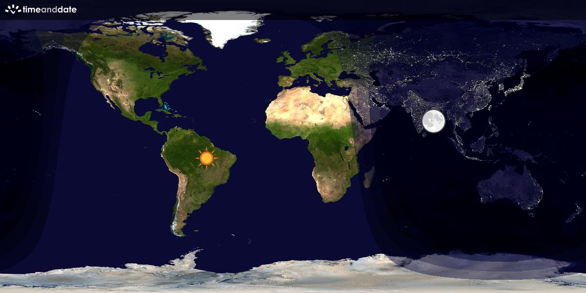 Verdenskart som viser dag og natt 