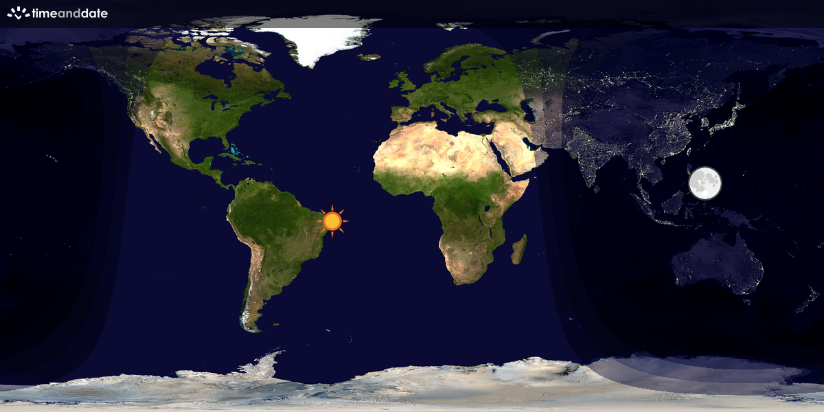 Verdenskart som viser dag og natt 