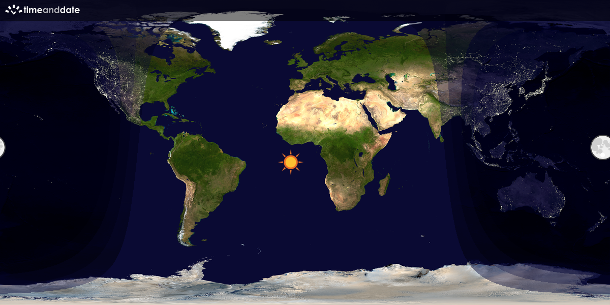 Verdenskart som viser dag og natt 