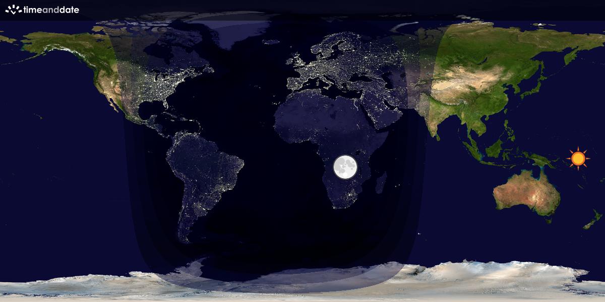 Verdenskart som viser dag og natt 