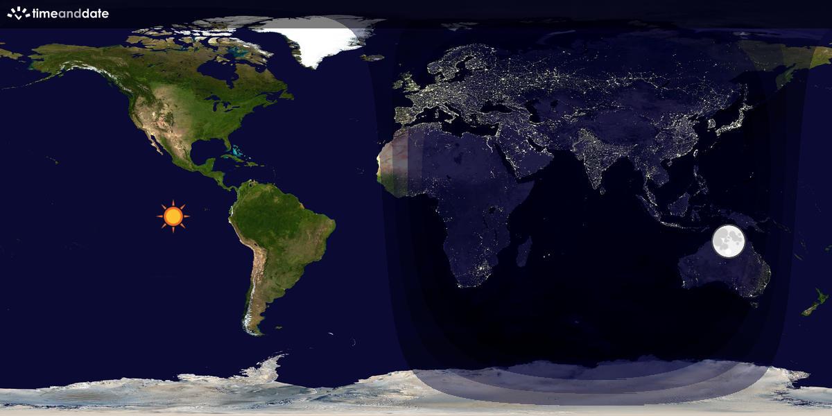 Verdenskart som viser dag og natt 