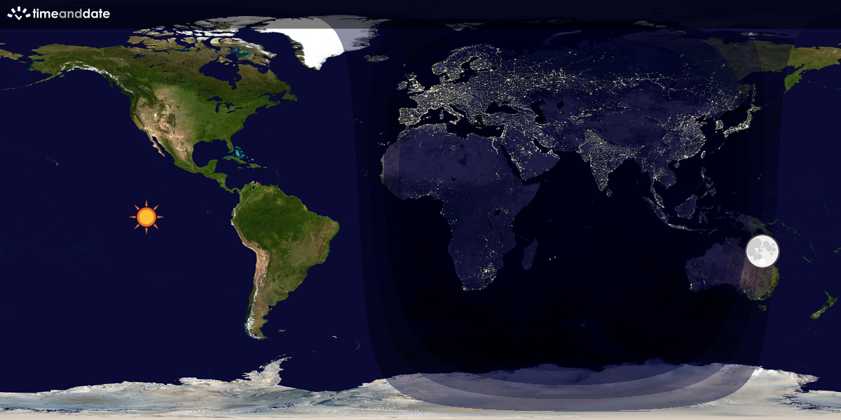 Verdenskart som viser dag og natt 