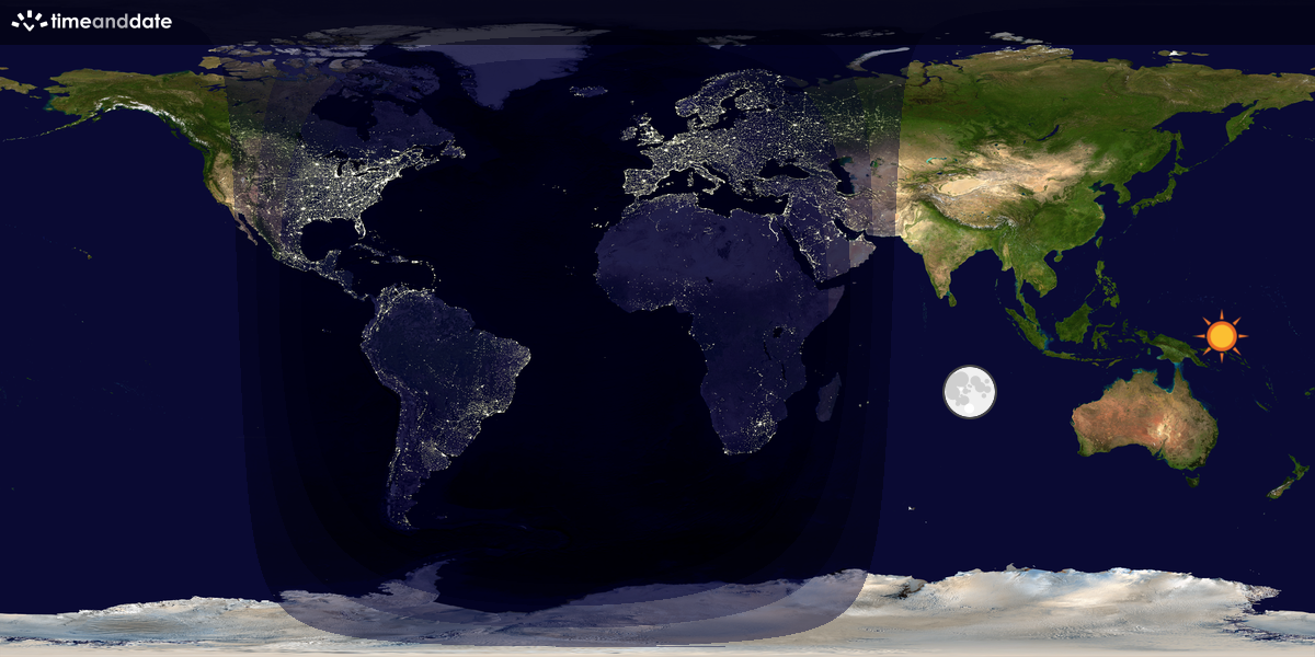 Verdenskart som viser dag og natt 