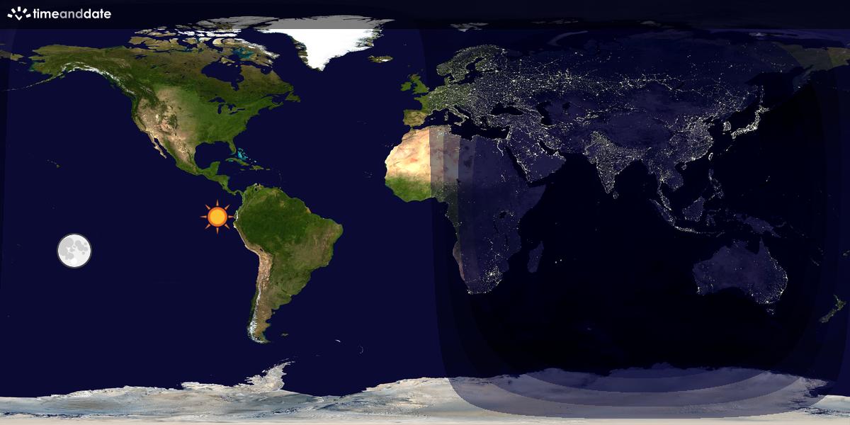 Verdenskart som viser dag og natt 
