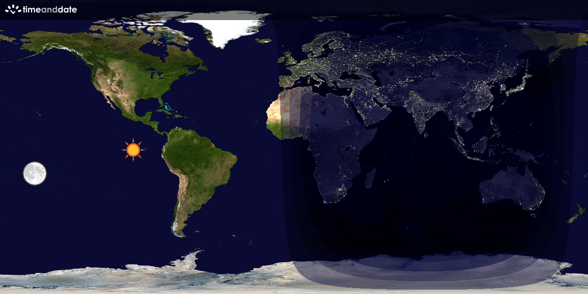 Verdenskart som viser dag og natt 