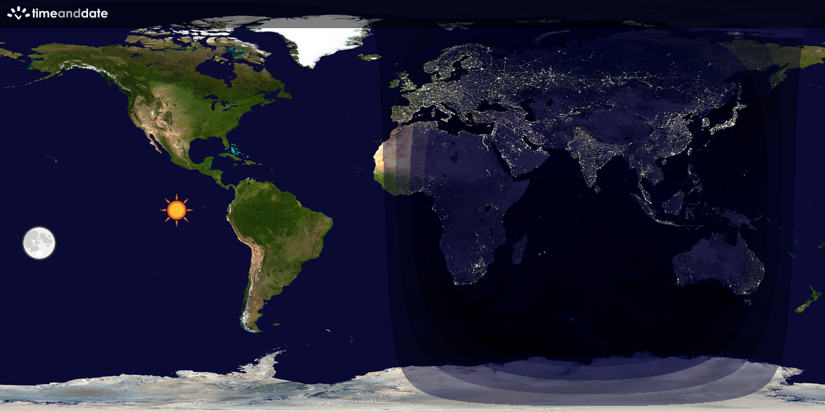 Verdenskart som viser dag og natt 