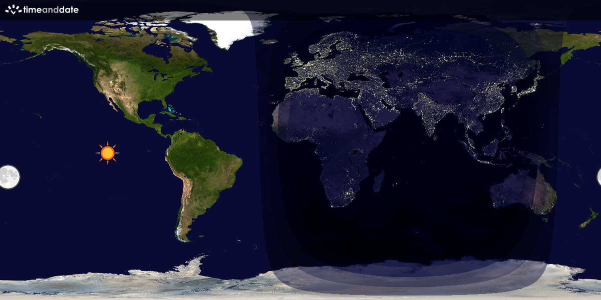 Verdenskart som viser dag og natt 