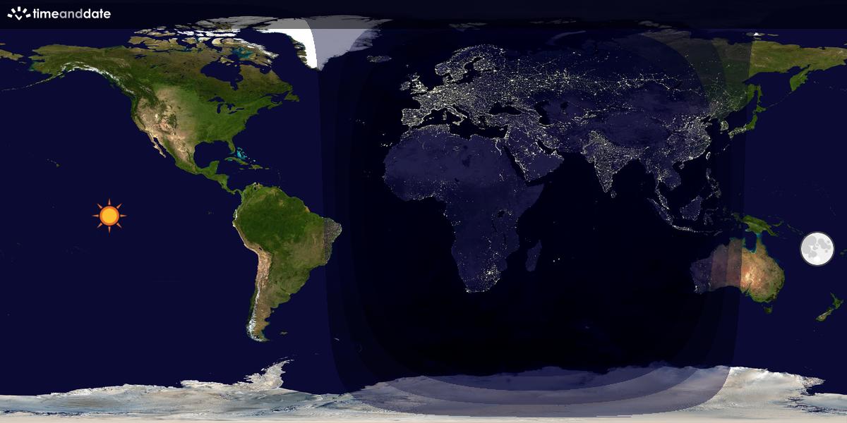 Verdenskart som viser dag og natt 