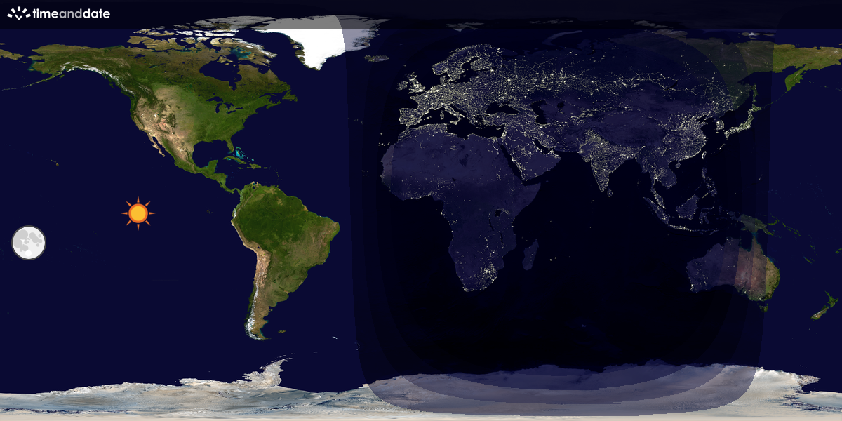 Verdenskart som viser dag og natt 