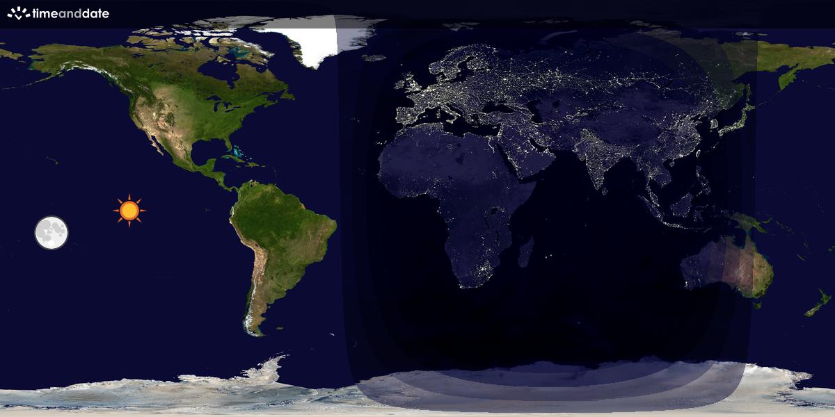 Verdenskart som viser dag og natt 