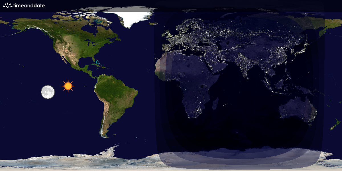 Verdenskart som viser dag og natt 