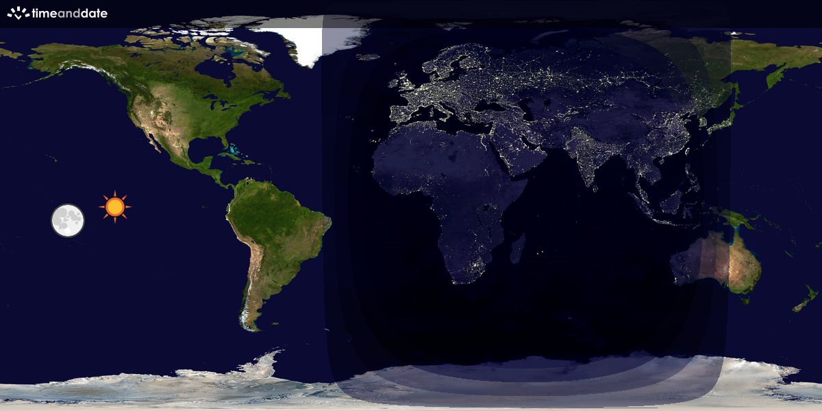 Verdenskart som viser dag og natt 