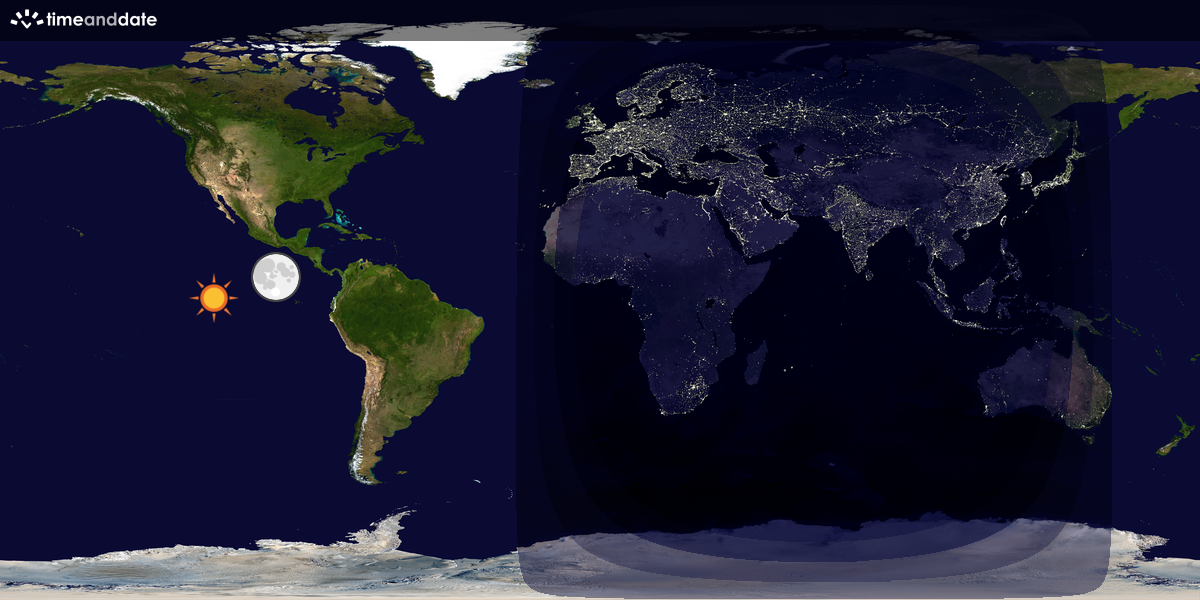 Verdenskart som viser dag og natt 