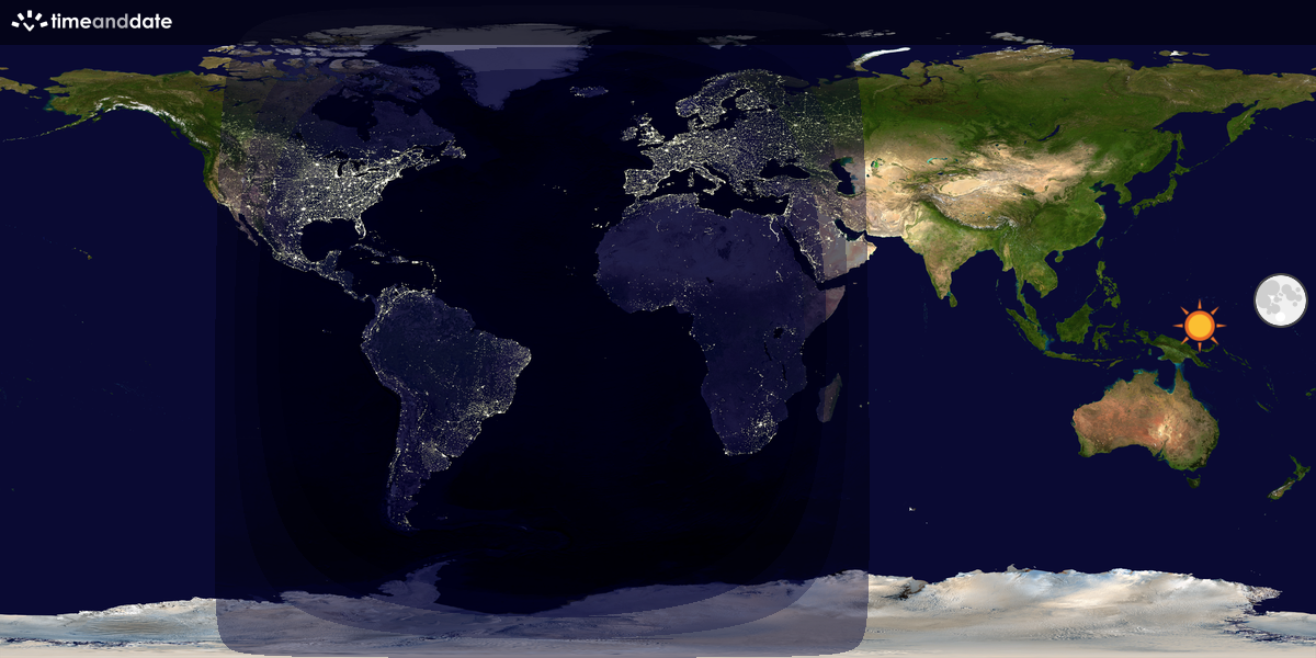 Verdenskart som viser dag og natt 