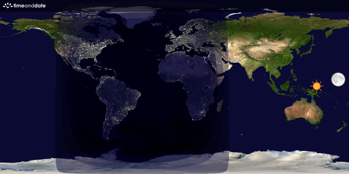 Verdenskart som viser dag og natt 