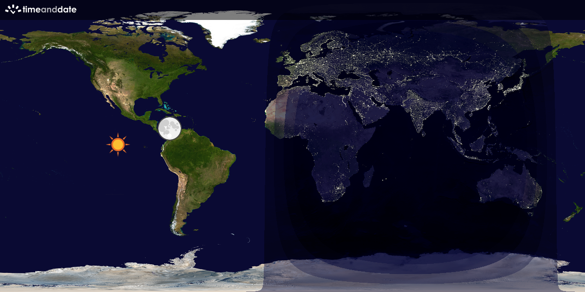 Verdenskart som viser dag og natt 