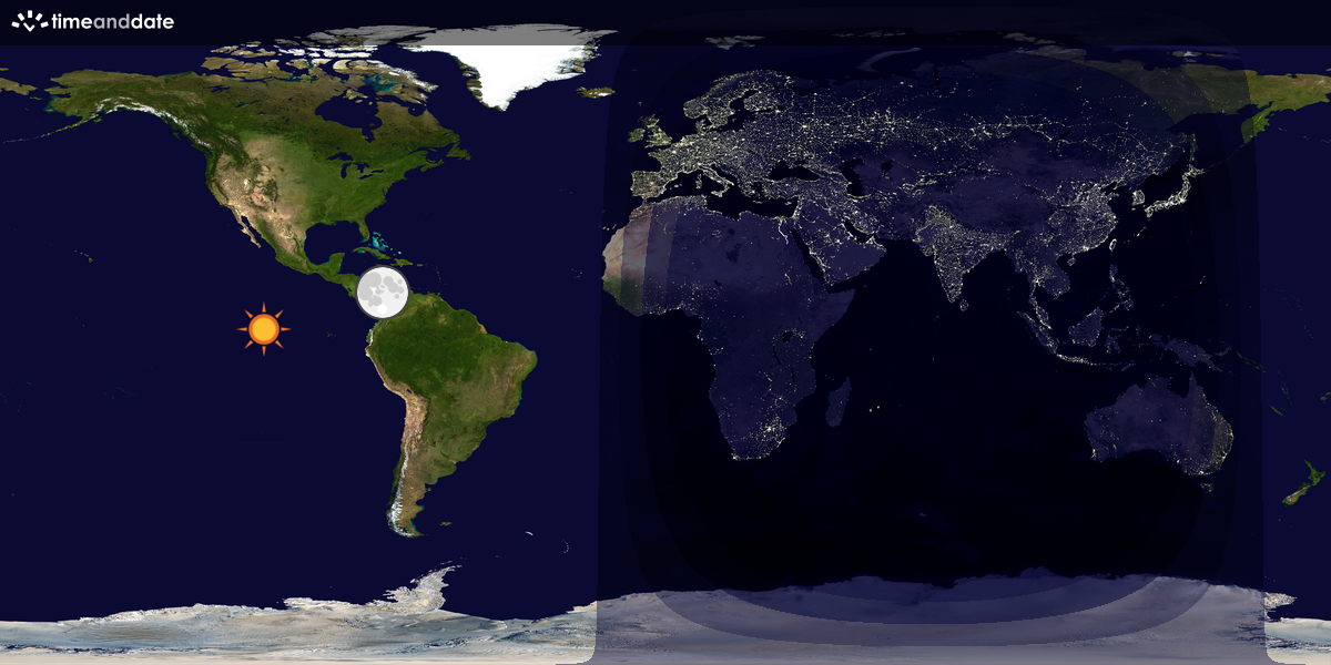 Verdenskart som viser dag og natt 
