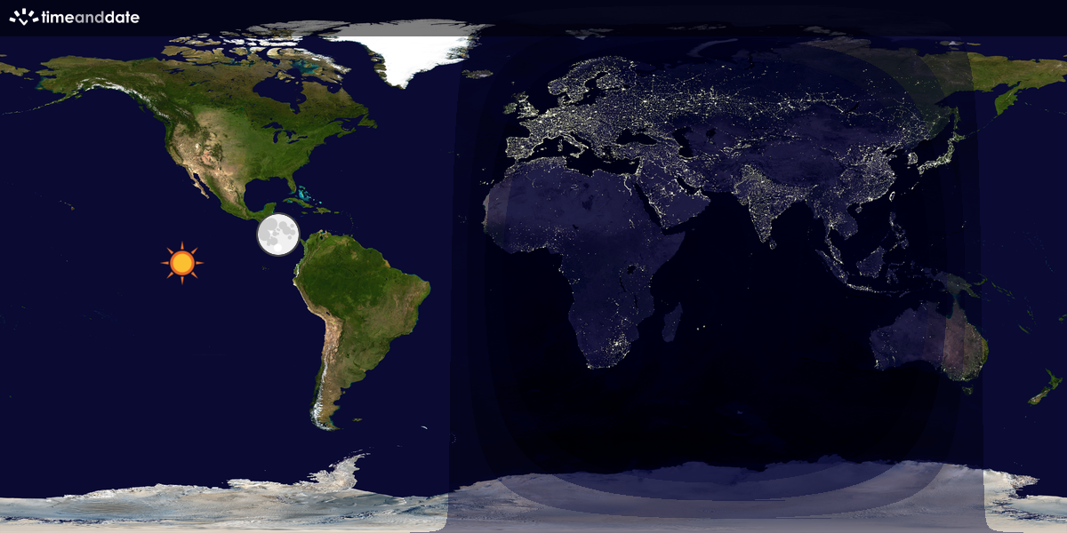 Verdenskart som viser dag og natt 