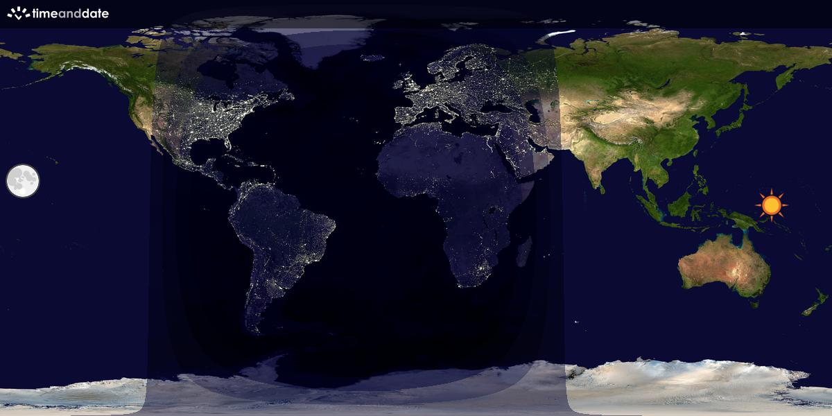 Verdenskart som viser dag og natt 