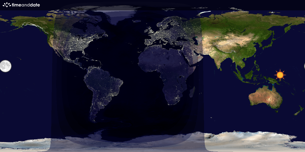 Verdenskart som viser dag og natt 