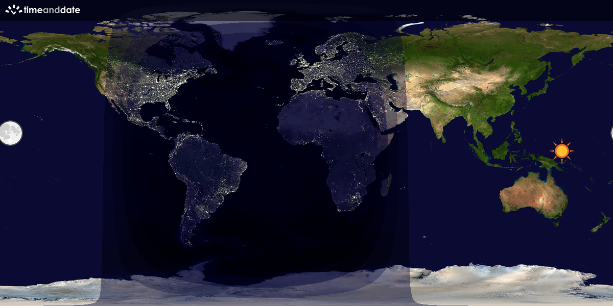Verdenskart som viser dag og natt 