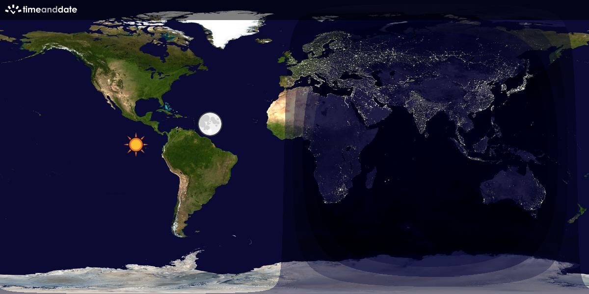 Verdenskart som viser dag og natt 