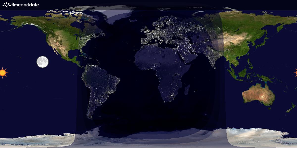 Verdenskart som viser dag og natt 