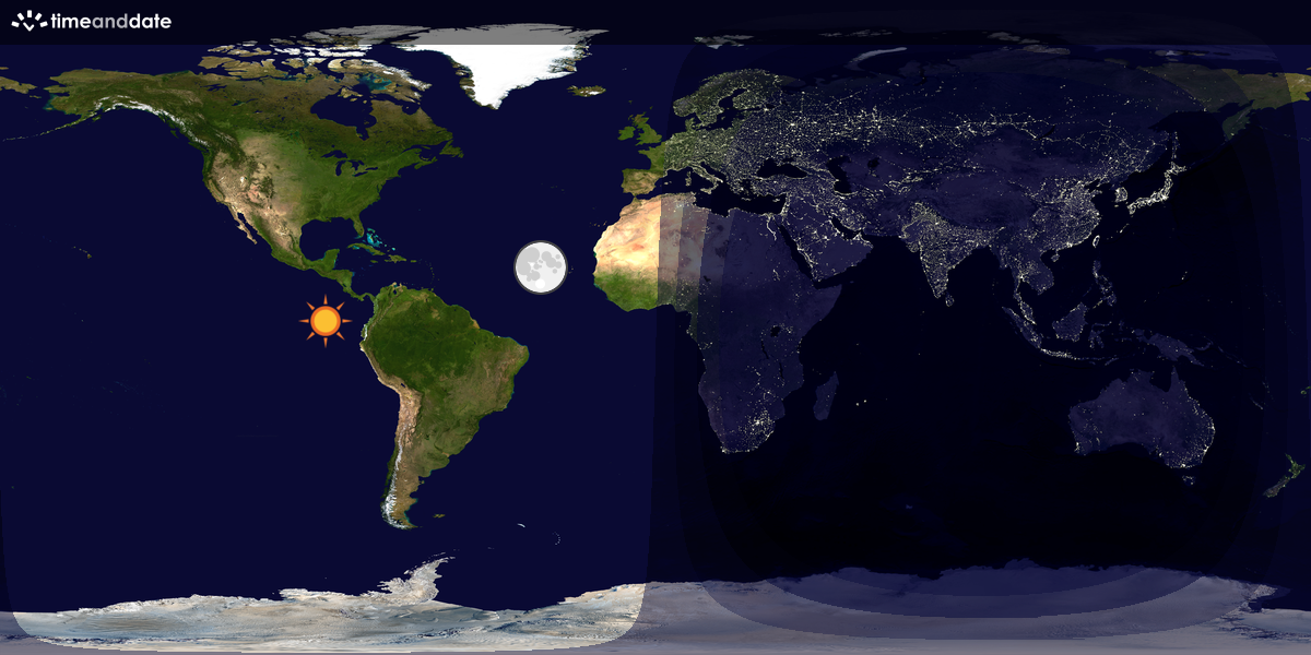 Verdenskart som viser dag og natt 