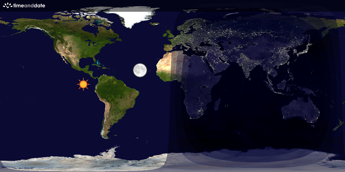 Verdenskart som viser dag og natt 