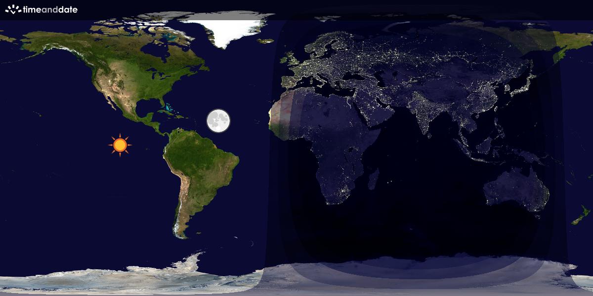 Verdenskart som viser dag og natt 