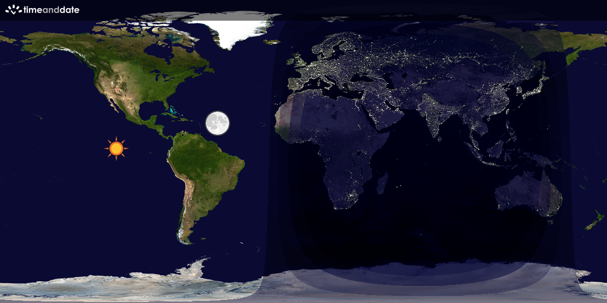 Verdenskart som viser dag og natt 