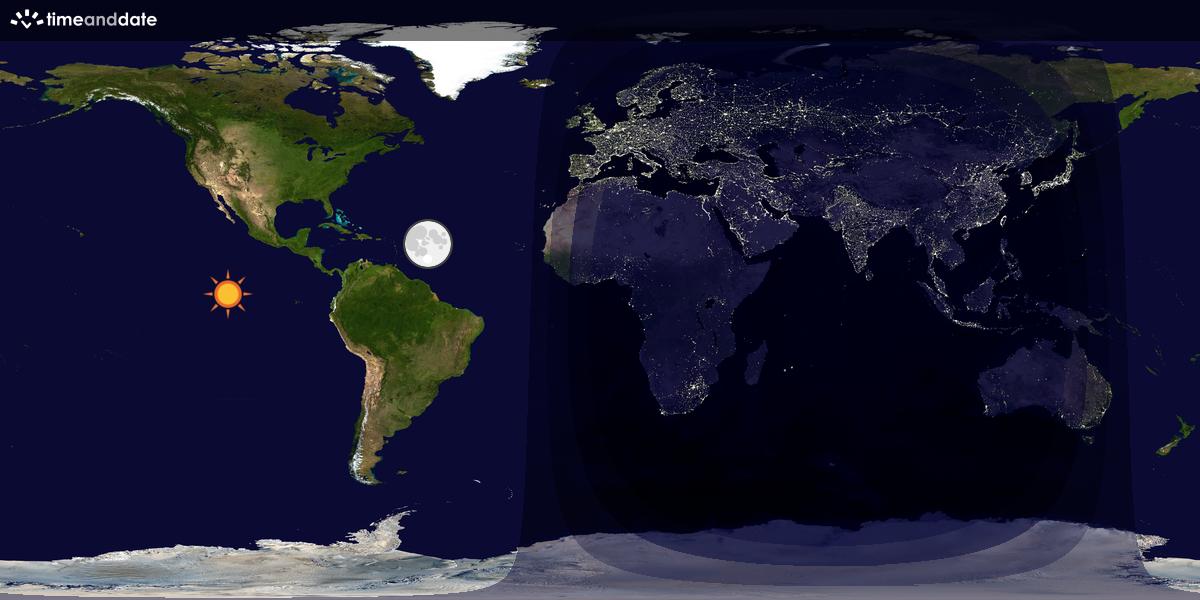 Verdenskart som viser dag og natt 
