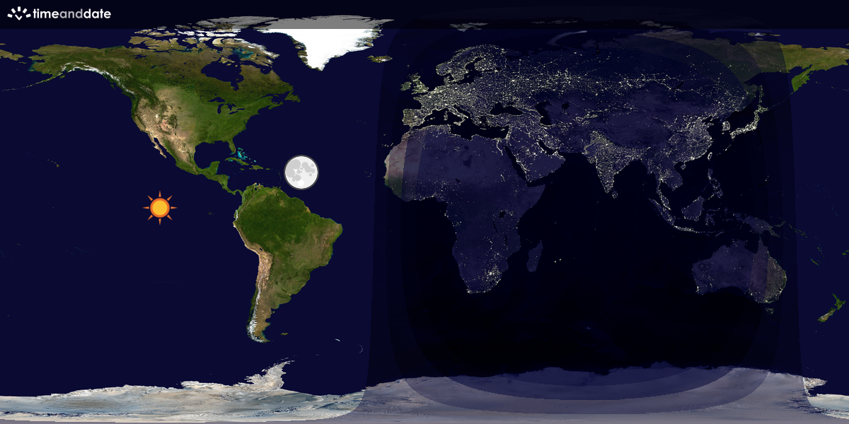 Verdenskart som viser dag og natt 