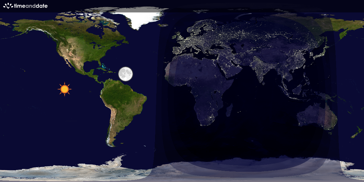 Verdenskart som viser dag og natt 