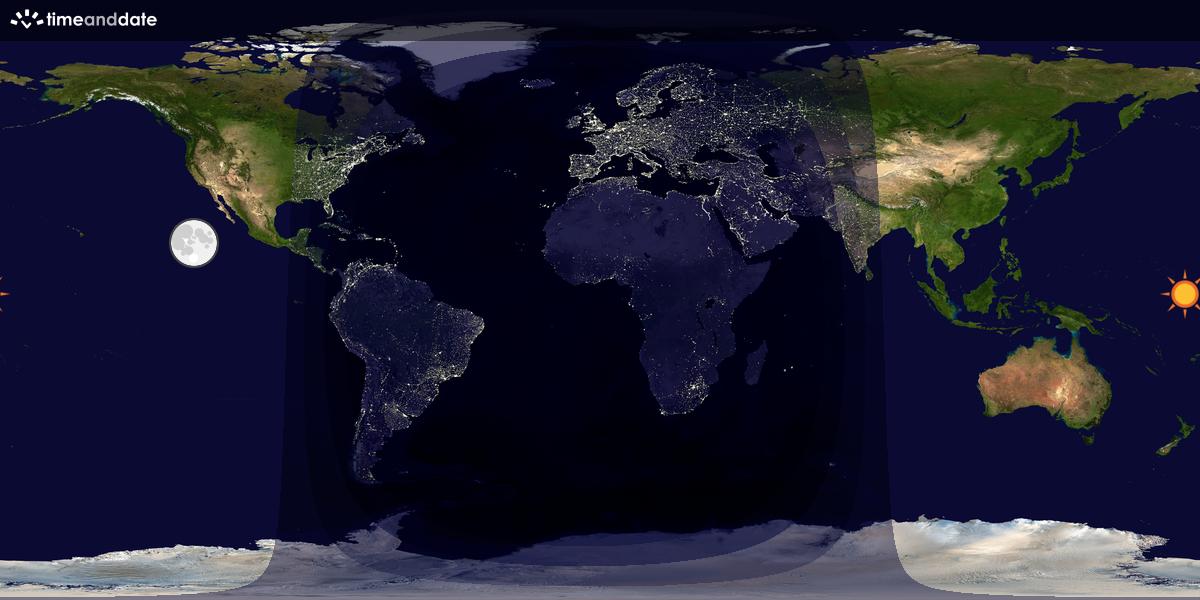 Verdenskart som viser dag og natt 