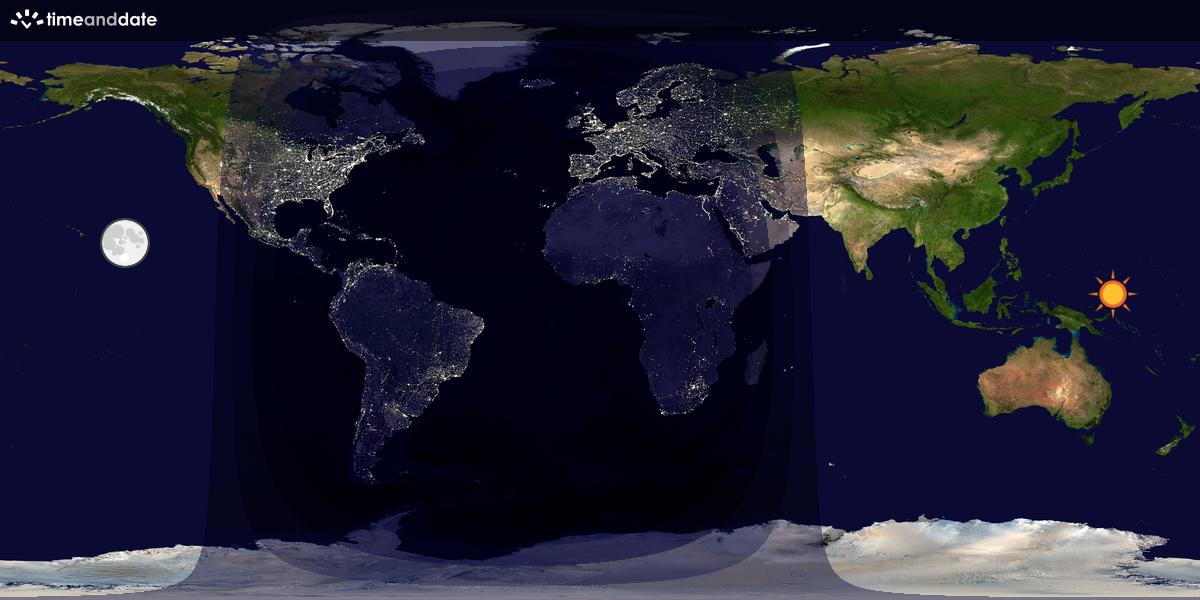 Verdenskart som viser dag og natt 