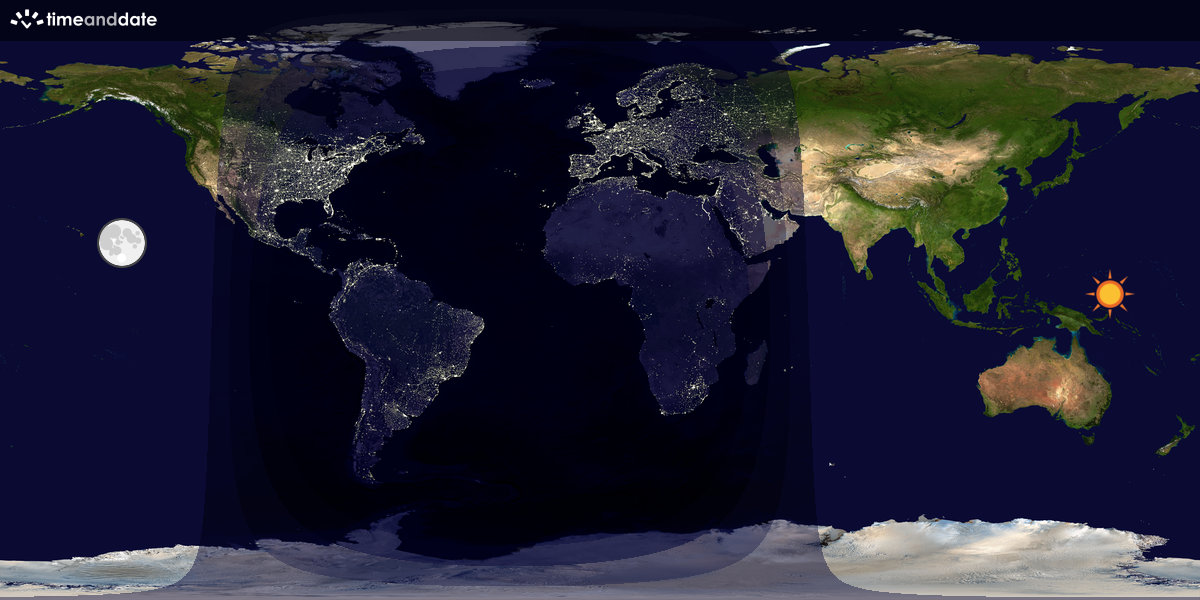 Verdenskart som viser dag og natt 